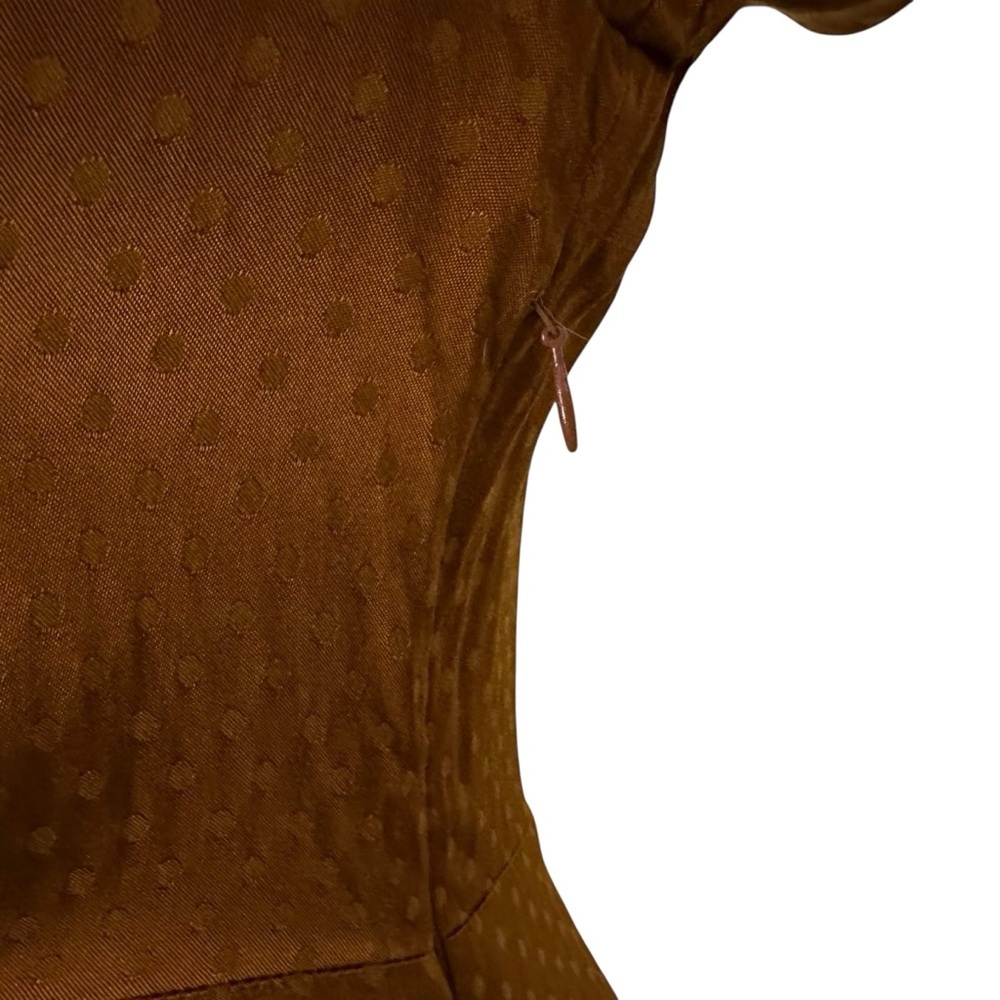 & Other Stories Womens Polka Dot V-Neck Satin Midi Dress Size 4 Burnt Orange - Picture 7 of 11